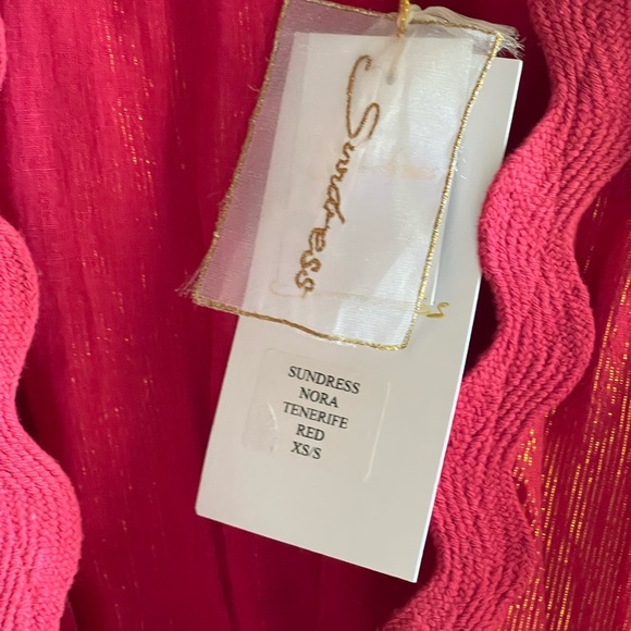 NWT Sundress NORA SHORT Red and Gold Scalloped Resort Dress - Picture 5 of 10